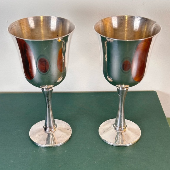Vintage Antique Salem Portugal Silver Wine Goblets Chalice European - Picture 5 of 6